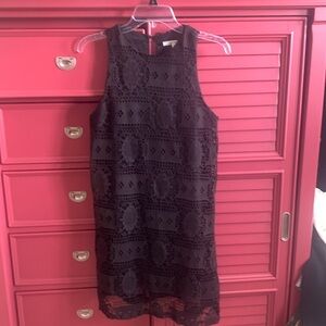 Black lace over satin liner dress